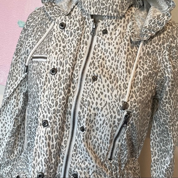 Joie Womens sz XS White Gray Barker Jacket a' Leopard Zip Toggle Hood - Picture 5 of 9